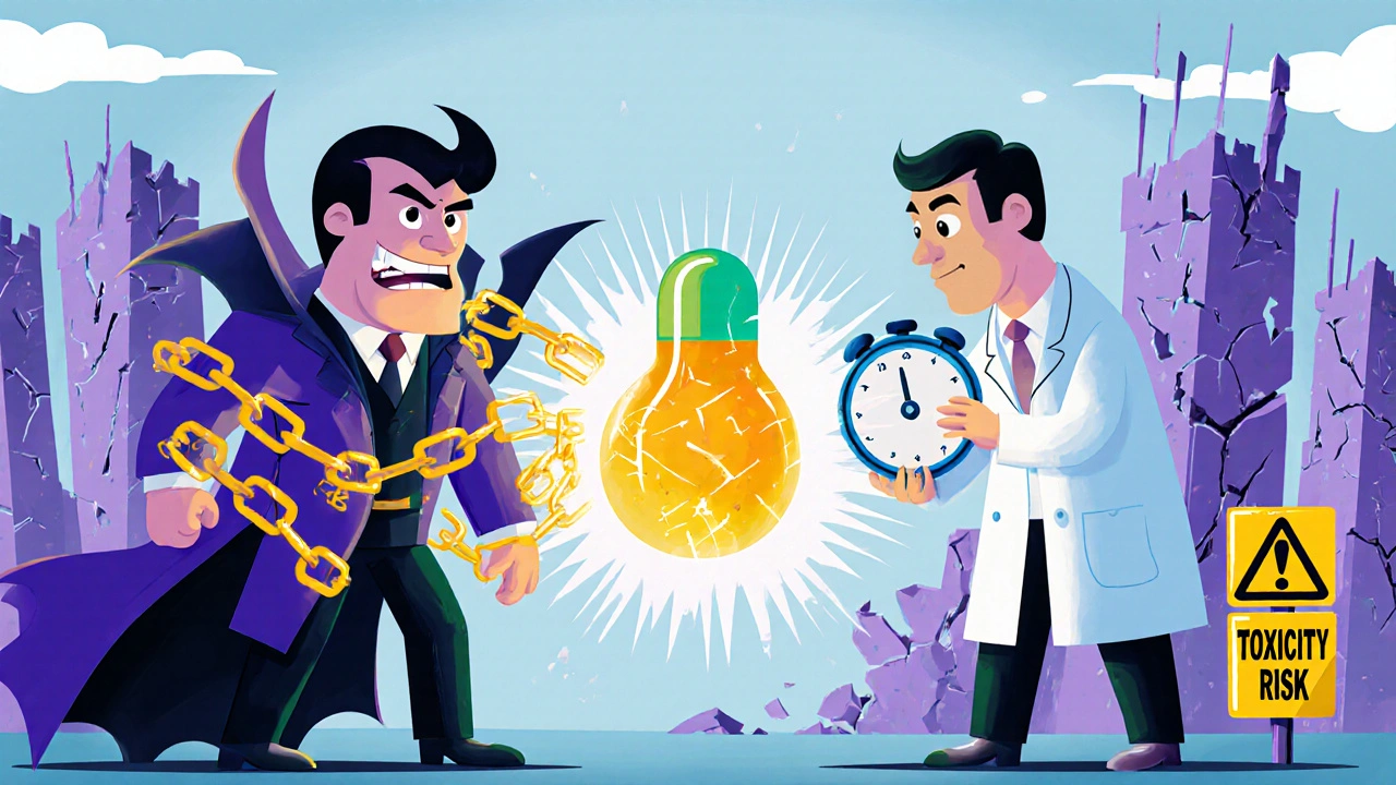 Cimetidine villain causing voriconazole toxicity vs. famotidine hero protecting liver enzymes.