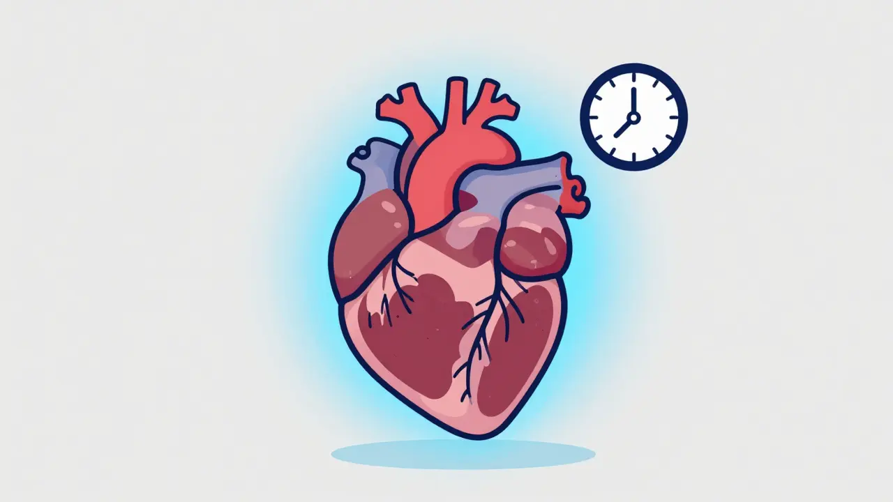 A stylized human heart with a blue glow symbolizing cardiovascular stability.